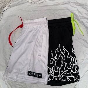 Kill Crew Black and White Flame Men's Shorts. Size Small.